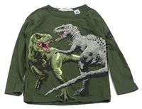 Khaki triko s dinosaury H&M