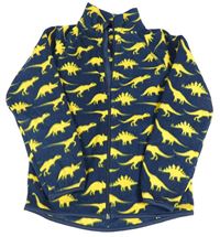 Tmavomodrá fleecová propínací mikina s dinosaury H&M