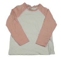 Bílo-růžové triko H&M
