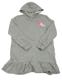 Světlešedé teplákové šaty s obrázkem a kapucí H&M