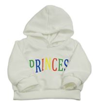 Bílá sportovní mikina s nápisem a kapucí