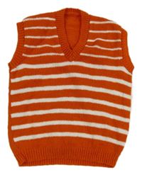 ORanžová pruhovaná pletená vesta