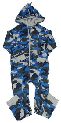 Šedo-modrá army tepláková kombinéza s kapucí Matalan