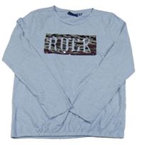 Světlemodré melírované triko s flitry Tom Tailor