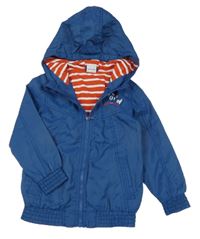 Modro-červeno-bílá šusťáková podšitá bunda s kapucí Papagino