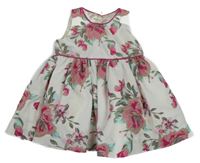 Bílo-růžové květované šaty 