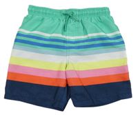 Zeleno-barevné pruhované plážové kraťasy Primark