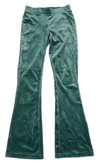 Zelené sametové bootcut tepláky ONLY