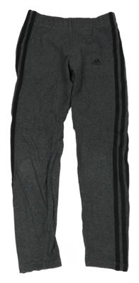 Šedé melírované legíny s pruhy a logem Adidas