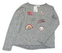 Nové - Šedé úpletové triko s obrázky H&M