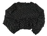 Černá šifonová podšitá halenka s třpytivými puntíky Primark