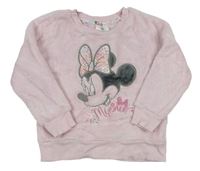 Světlerůžová chlupatá mikina s Minnie Disney