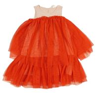 Světlerůžovo-červené šifonovo/tylové šaty H&M