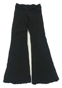 Černé žebrované flare kalhoty H&M