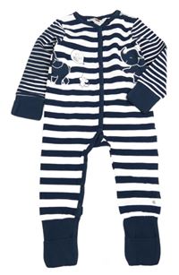 Tvavomodro-bílý pruhovaný overal se slony Kanz