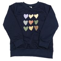 Tmavomodrá mikina se srdíčky Shein