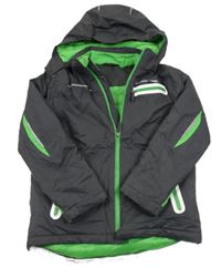 Tmavošedá šusťáková zimní lyžařská bunda s odepínací kapucí Tchibo