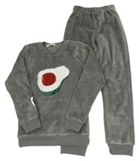 Šedé chlupaté pyžamo s avokádem 