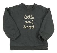 Tmavošedá mikina s nápisem Tu