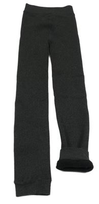 Antracitové žebrované punčochové thermo legíny 