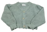 Zelenošedý propínací crop svetr Zara