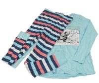 Nové - Pomněnkovo-pruhované pyžamo se psem a myškou Dunnes