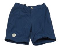 Tmavomodré šusťákové outdoorové kraťasy s nášivkou Alive