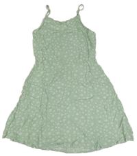 Zeleno-bílé květované lehké šaty Primark