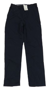 Nové - Tmavomodré plátěné straight kalhoty H&M