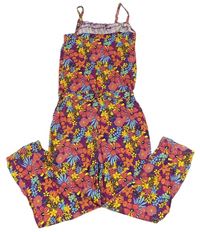 Fialovo-barevný květovaný kalhotový overal bpc