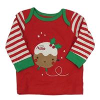 Červené triko s pudinkem a proužky Mothercare