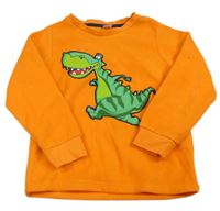 Oranžová fleecová mikina s dinosaurem LC Waikiki