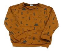Medová mikina se stromečky Tu