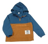 Petrolejovo-béžová šusťáková bunda s kapucí Shein