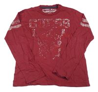 Vínové triko s potiskem Guess