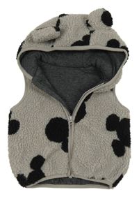 Šedá huňatá zateplená vesta s Mickeym a kapucí George