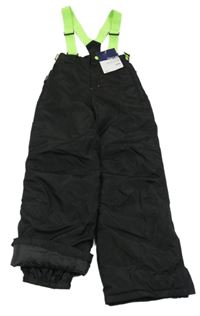 Nové - Černo-limetkové šusťákové oteplovačky s kšandami Y.F.K.