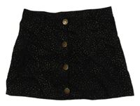 Černá manšestrová sukně se zlatými puntíky Zeeman