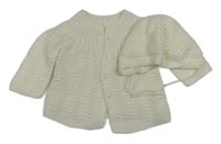 2set - Smetanový propínací svetr + čepice