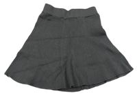 Šedá pletená žebrovaná kolová sukně 