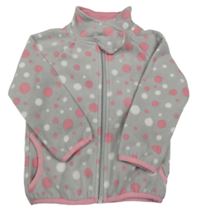 Šedá fleecová propínací mikina s puntíky a stojáčkem Impidimpi