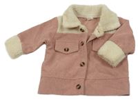 Růžová manšestrová bunda s kožíškem Shein