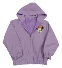 Levandulová šusťáková jarní bunda s Minnií a kapucí 