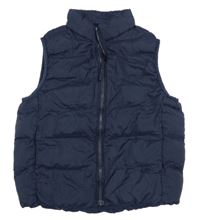 Tmavomodrá šusťáková prošívaná zateplená vesta Uniglo