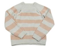 Bílo-růžový pruhovaný svetr s průstřihy Orchestra