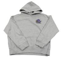 Šedá melírovaná mikina s potiskem a kapucí Volcom 