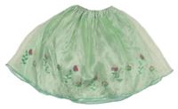 Světlezelená organzová sukně s květy 
