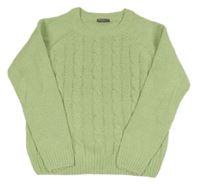 Pistáciový vzorovaný žinylkový svetr 