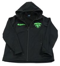 Černá softshellová bunda s nápisy a kapucí Jako