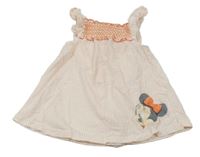 Bílo-lososové puntíkované bavlněné šaty s Minnie Disney 